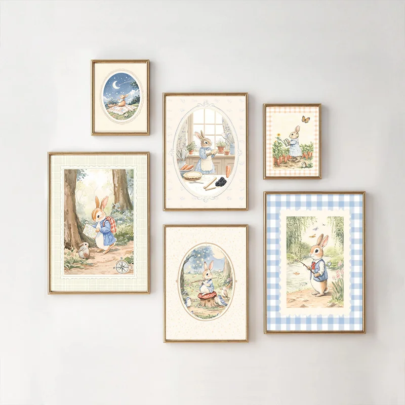 Baby Nursery Vintage - (2D canvas painting) Vintage Boho Blue