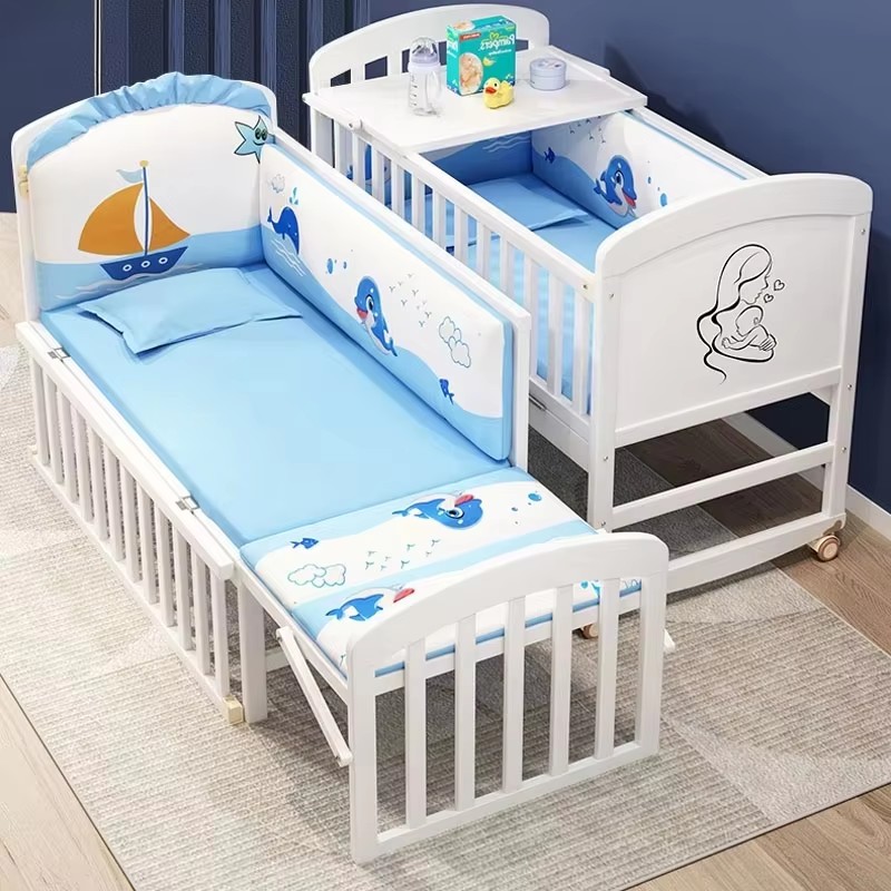 Convertible Crib Set - Wood Baby Crib With Mosquito Net
