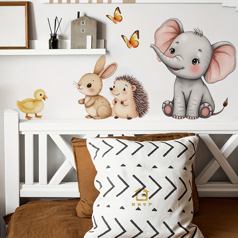 Baby Nursery Wall Mural - Cartoon Animal Wall Sticker - Elephant