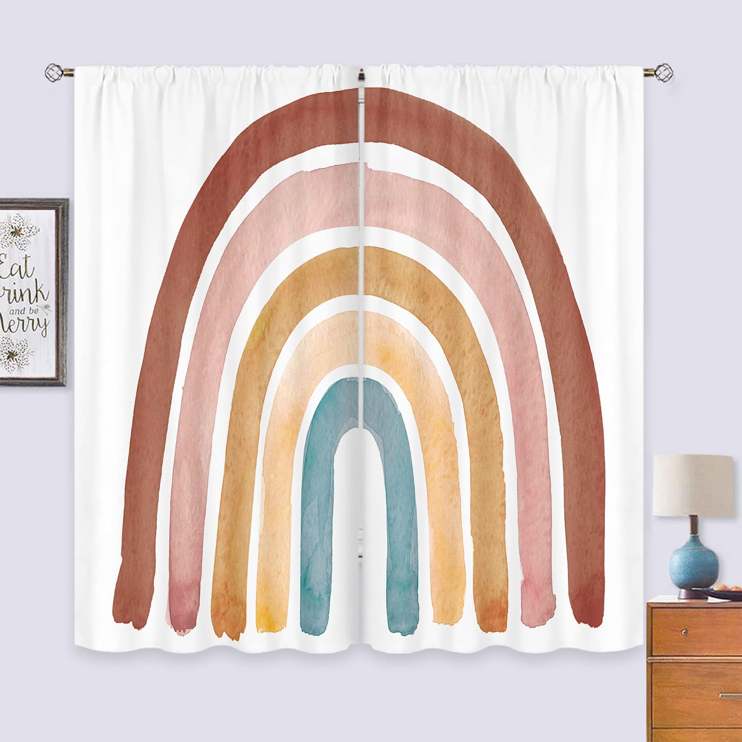 Baby Nursery Vintage - Kids Boho Rainbow Curtains for Baby