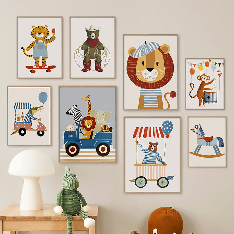 Baby Nursery Needs - Funny Cartoon Animal Car Balloon Nursery