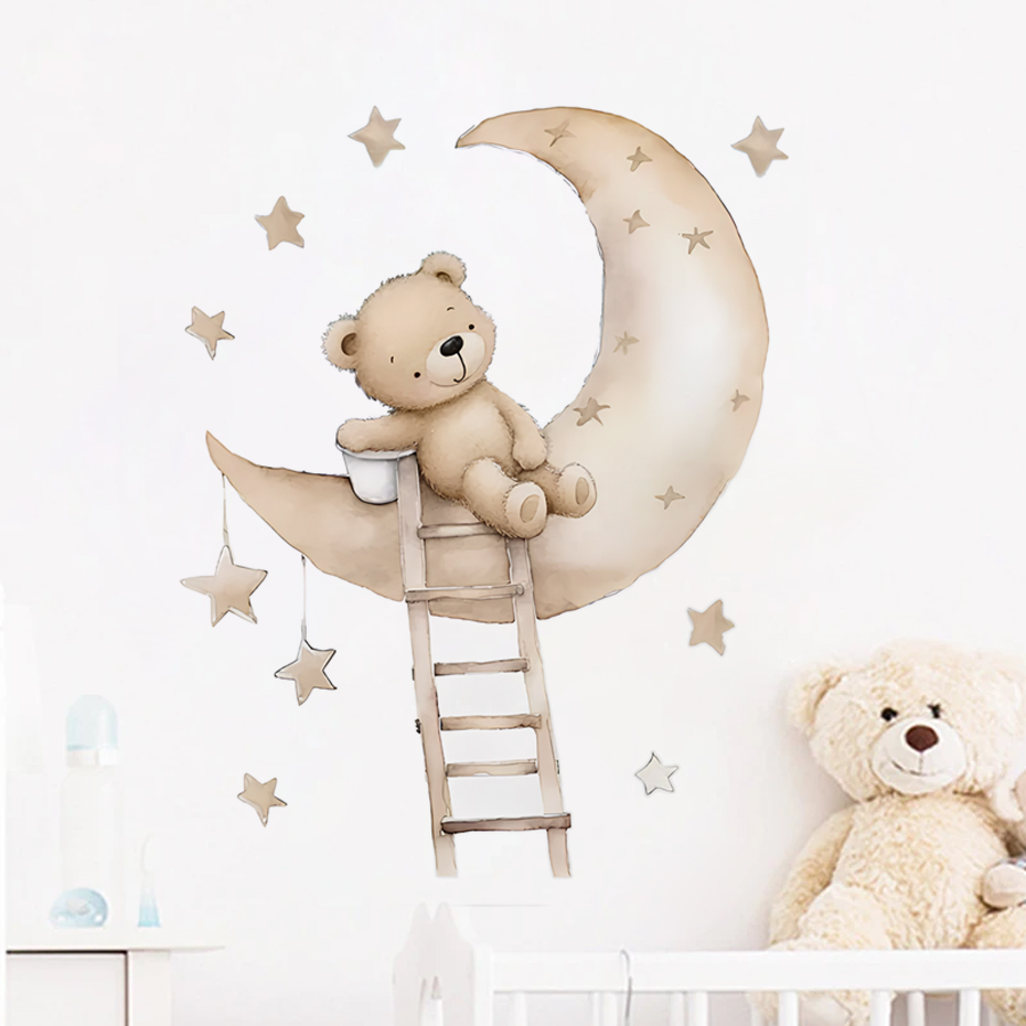 Cute Bear Star Cloud Wall Stic - đánh giá và giá Baby Nursery Decor Boy