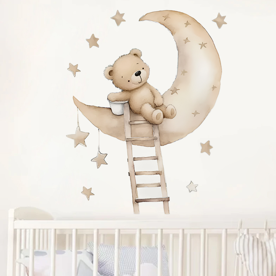 Cute Bear Star Cloud Wall Stic - đánh giá và giá Baby Nursery Decor Boy