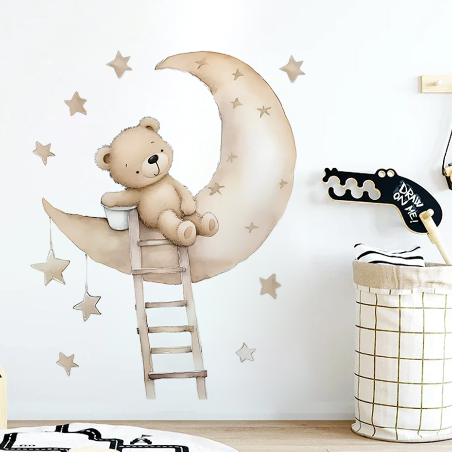 Cute Bear Star Cloud Wall Stic - đánh giá và giá Baby Nursery Decor Boy