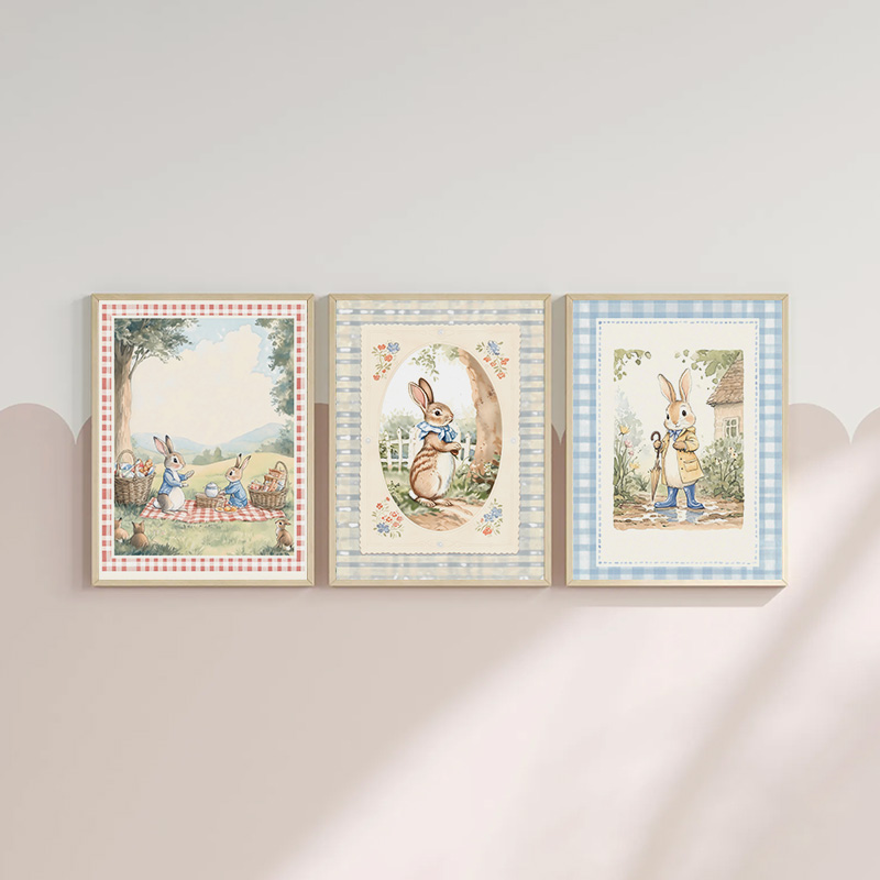 Vintage Boho Blue Plaid Rabbit - đánh giá và giá Baby Nursery Vintage