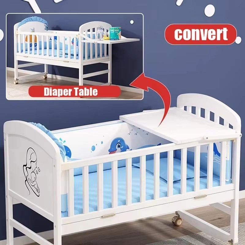 Wood Baby Crib With Mosquito N - đánh giá và giá Convertible Crib Set