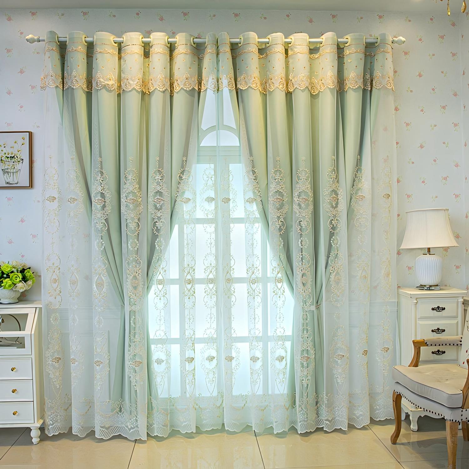 1pc Vintage Green Lace Curtain - đánh giá và giá Blackout Curtain Nursery