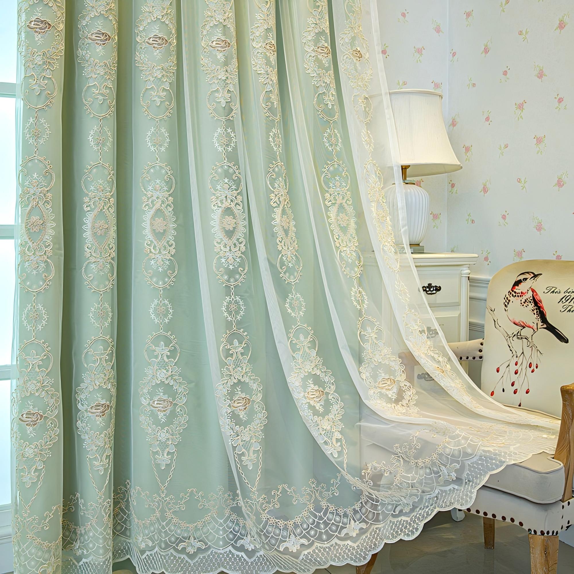 1pc Vintage Green Lace Curtain - đánh giá và giá Blackout Curtain Nursery