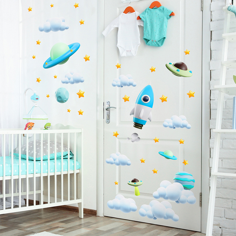 Blue Galaxy Space Rocket UFO W - đánh giá và giá Baby Nursery Diy