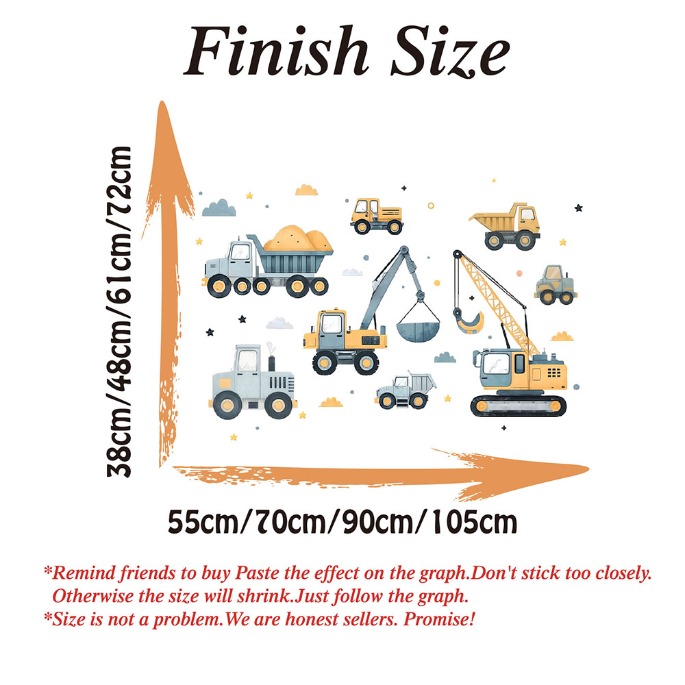 Cartoon Excavator Vehicles Set - đánh giá và giá Baby Nursery Wall Mural