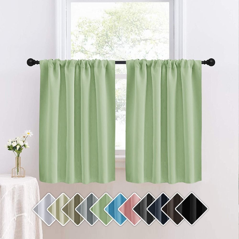 Pure Color Short Tier Curtains - đánh giá và giá Blackout Curtain Nursery