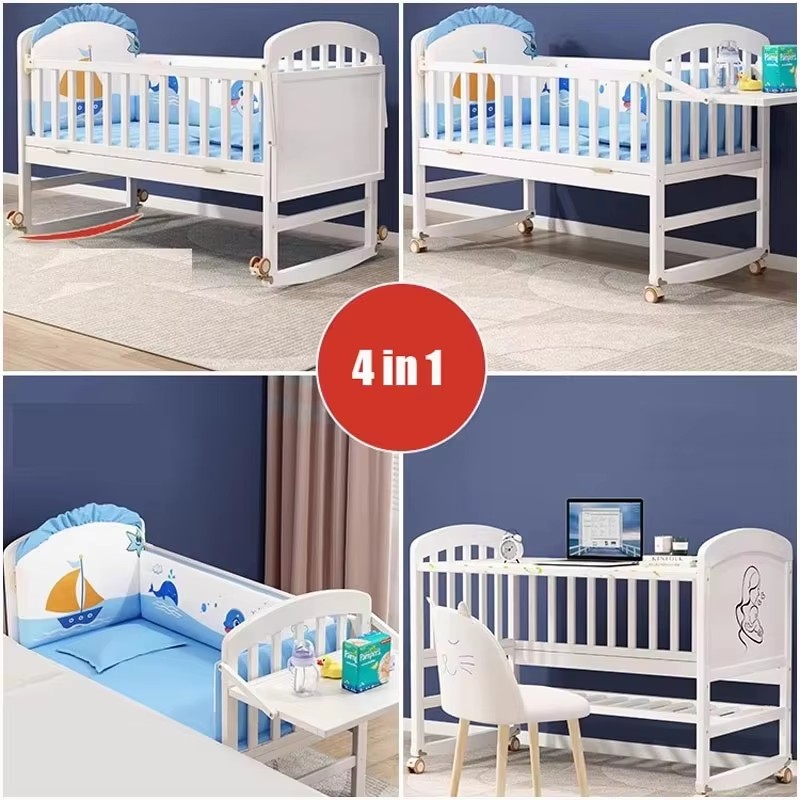 Wood Baby Crib With Mosquito N - đánh giá và giá Convertible Crib Set