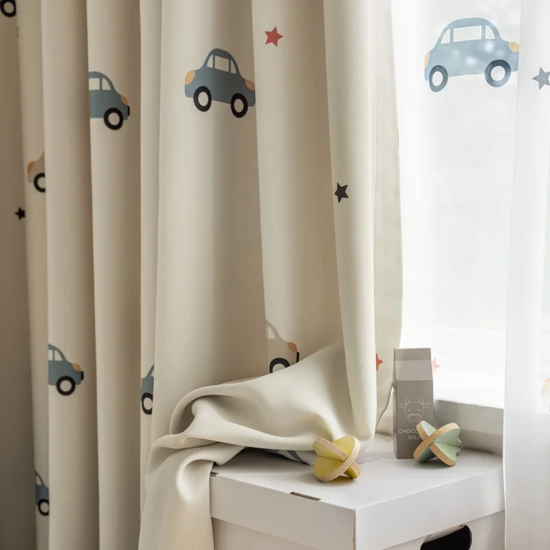 Cartoon Cute Print Car Pattern - đánh giá và giá Blackout Curtain Nursery