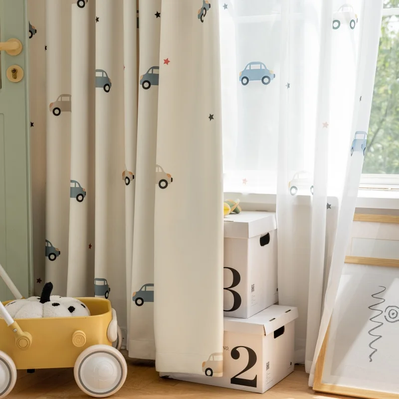 Cartoon Cute Print Car Pattern - đánh giá và giá Blackout Curtain Nursery