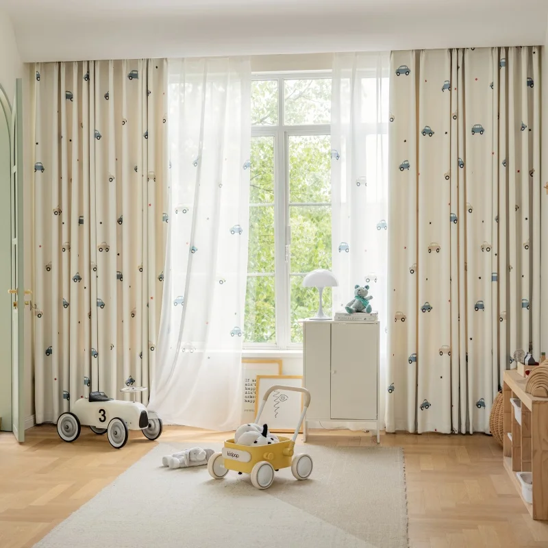 Cartoon Cute Print Car Pattern - đánh giá và giá Blackout Curtain Nursery