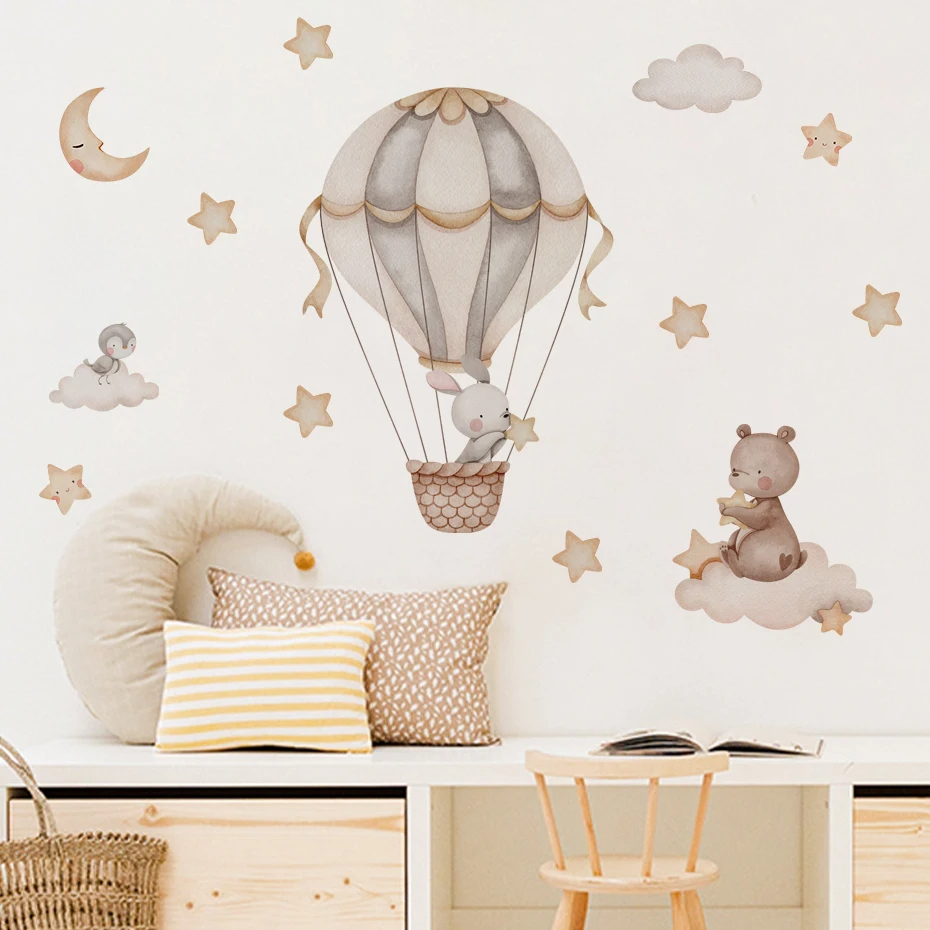 Watercolor Bear Hot Air Balloo - đánh giá và giá Baby Nursery Decor Boy