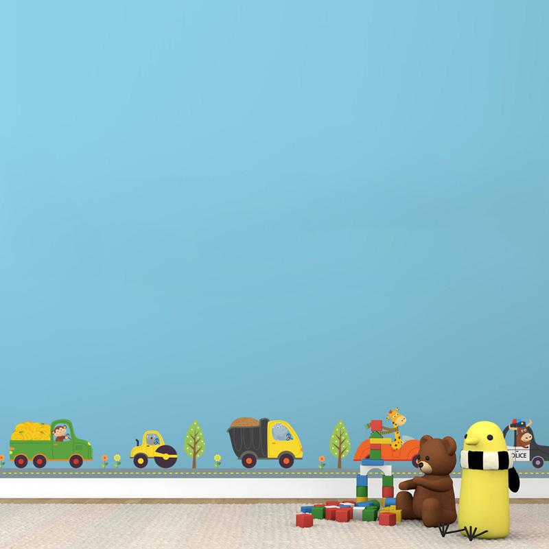 Cartoon Animals Car Wall Stick - đánh giá và giá Baby Nursery Wall Mural