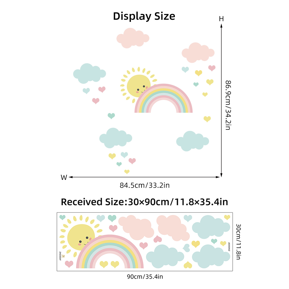 Cartoon Sun Rainbow Clouds Wal - đánh giá và giá Baby Nursery Decor Boy