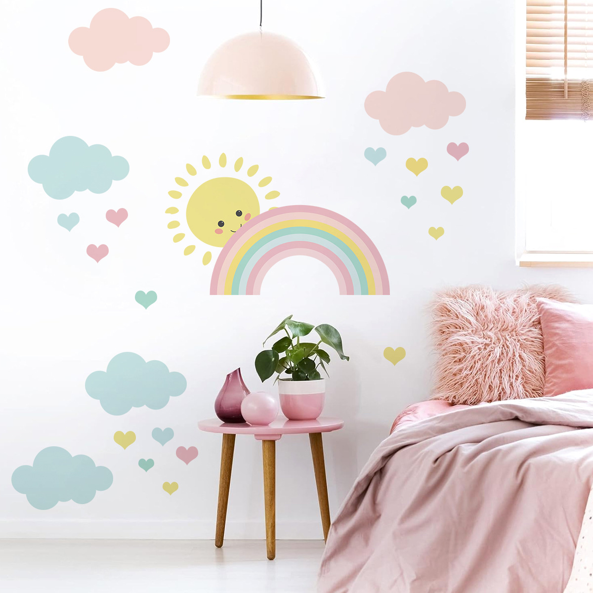 Cartoon Sun Rainbow Clouds Wal - đánh giá và giá Baby Nursery Decor Boy