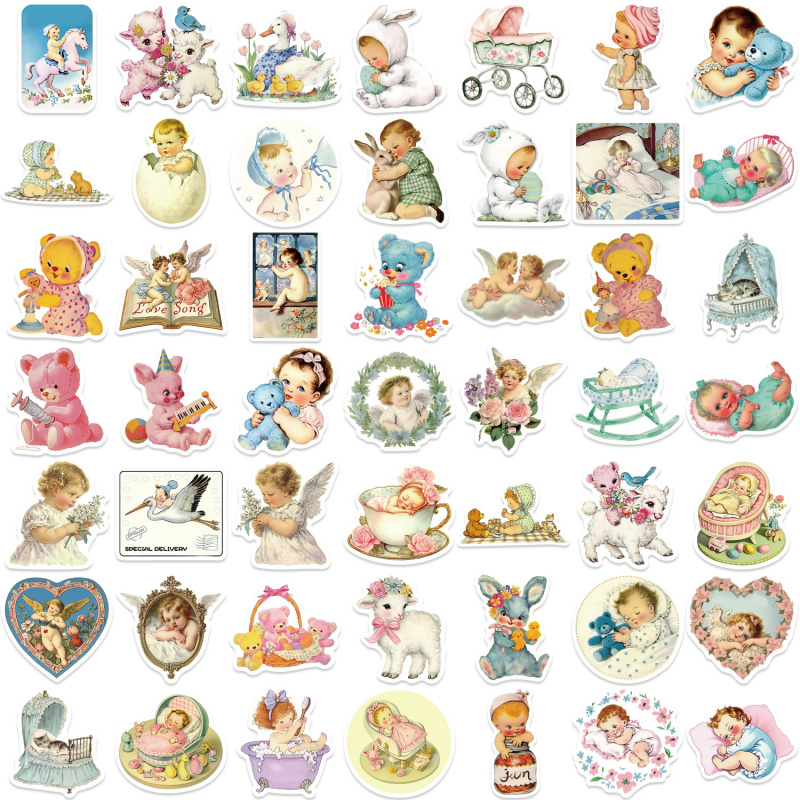 50pcs Vintage Baby Stickers Cu - đánh giá và giá Baby Nursery Vintage