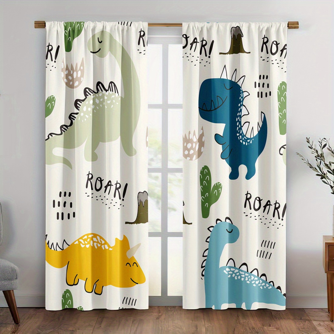 Cartoon Dinosaur Curtains 2pcs - đánh giá và giá Blackout Curtain Nursery