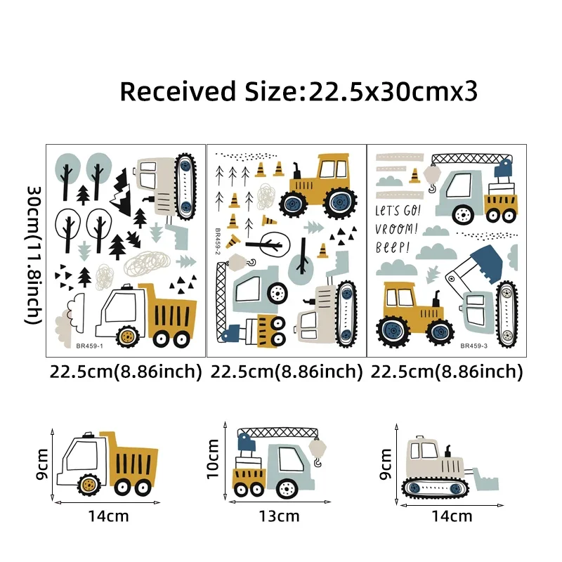 Hand Drawn Cute Cars Cargo Tru - đánh giá và giá Baby Nursery Wall Mural
