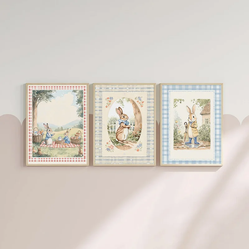 Vintage Boho Blue Plaid Rabbit - đánh giá và giá Baby Nursery Vintage