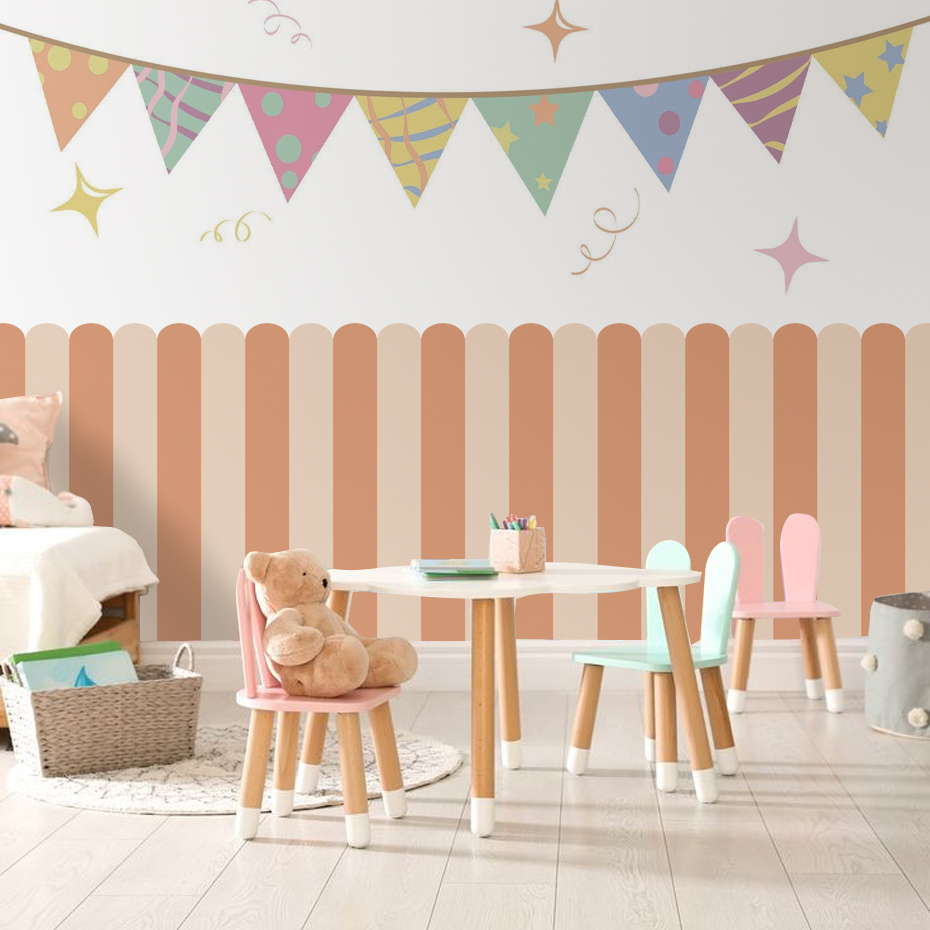 Multicolor Vertical Striped Ar - đánh giá và giá Baby Nursery Wall Mural