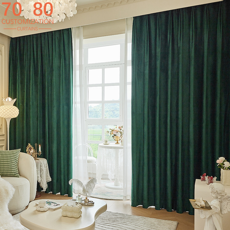 New Retro Dark Green Velvet Cu - đánh giá và giá Blackout Curtain Nursery