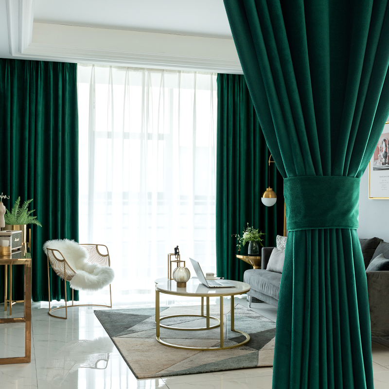 New Retro Dark Green Velvet Cu - đánh giá và giá Blackout Curtain Nursery
